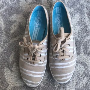 Tan and white striped keds used condition